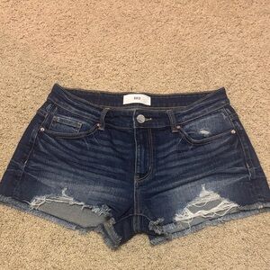 BKE Women's Distressed Denim Shorts - Blue